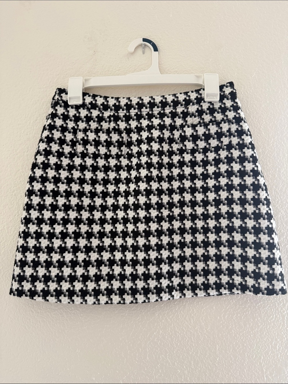 Wayf Black & White Houndstooth Mini Skirt